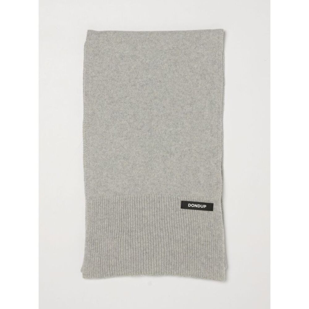Dondup Men Ribbed Wool And Cashmere Blend Scarf Dondup With Applied Logo